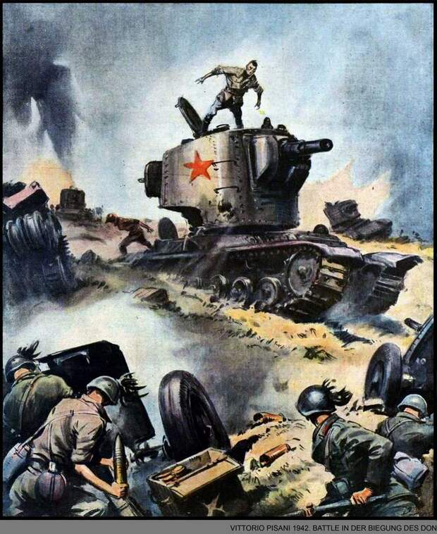 Битва в излучине Дона - Итальянские артиллеристы самоотверженно отражают атаку советских тяжелых танков - Vittirio Pisani