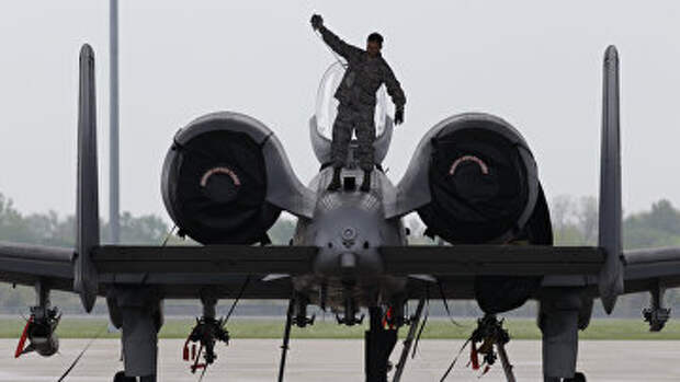 Американский штурмовик A-10 Thunderbolt II на военной базе в штате Мичиган, США. Архивное фото