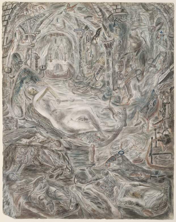 Illustration to the Arthurian Legend: Guenever 1938-40 by David Jones 1895-1974 Illustration to the Arthurian Legend: Guenever 1938-40 by David Jones 1895-1974