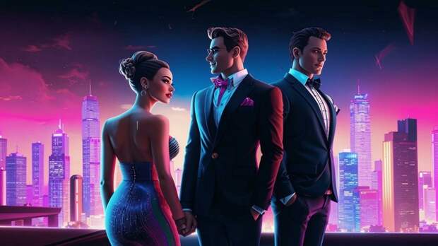 Девушка и мужчины / Изображение сгенерировано ИИ FusionBrain.AI от Sber AI / amic.ru