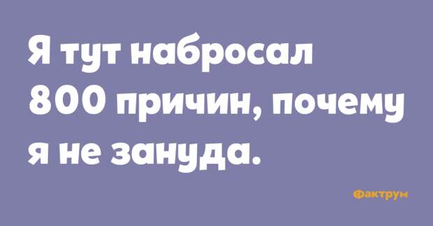 Я тут набросал 800 причин почему я не зануда. Шутка про зануду
