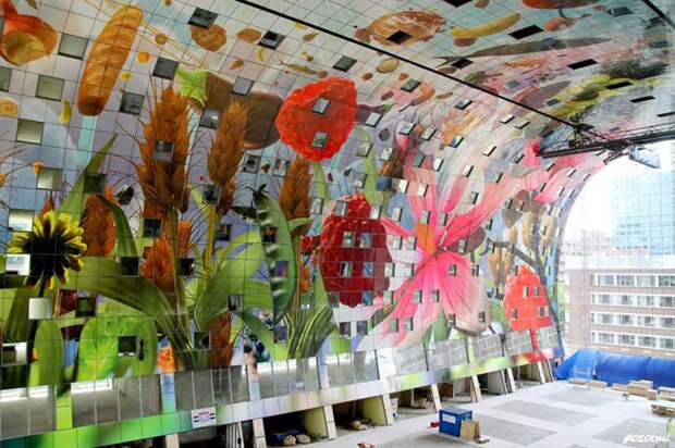 фреска на потолке крытого рынка Markthal Rotterdam в Роттердаме Нидерланды (6)