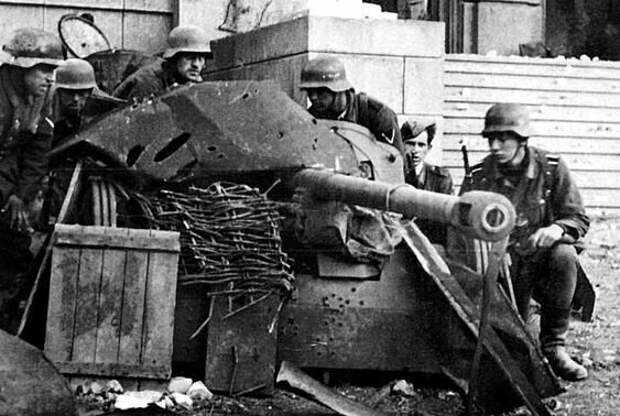 Расчёт немецкой 50-мм противотанковой пушки РаК-38. Сталинград, 1942 г. Великая Отечественная Война, архивные фотографии, вторая мировая война