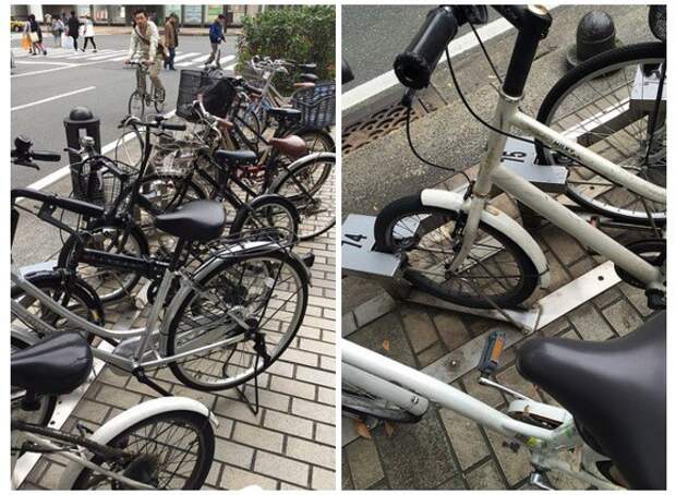 7. Удобные стойки, подходящие для парковки любого велосипеда вещь, реалия, япония