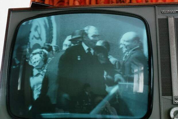 Leonid Brezhnev on Television During the Annual May Day Parade