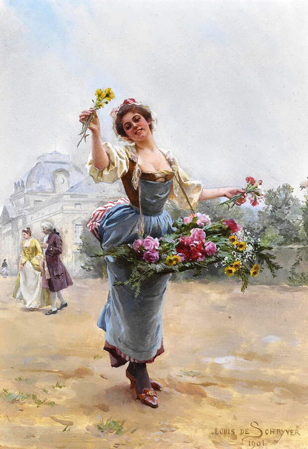 Цветочницы. Французский художник Louis Marie de Schryver (1862-1942) 