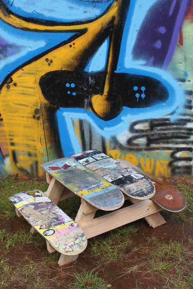Детский стол для пикника из старых скейтбордов. своими руками, сделай сам, факты