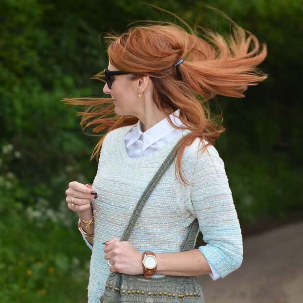 Summer layers | Ombre pastel sweater, white button down