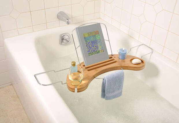 6. Бамбуковая подставка для чтения в ванную изобретения, книги, чтение