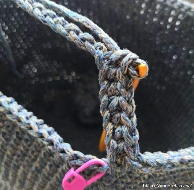 Сумка — шоппер крючком из трикотажной пряжи или шнура