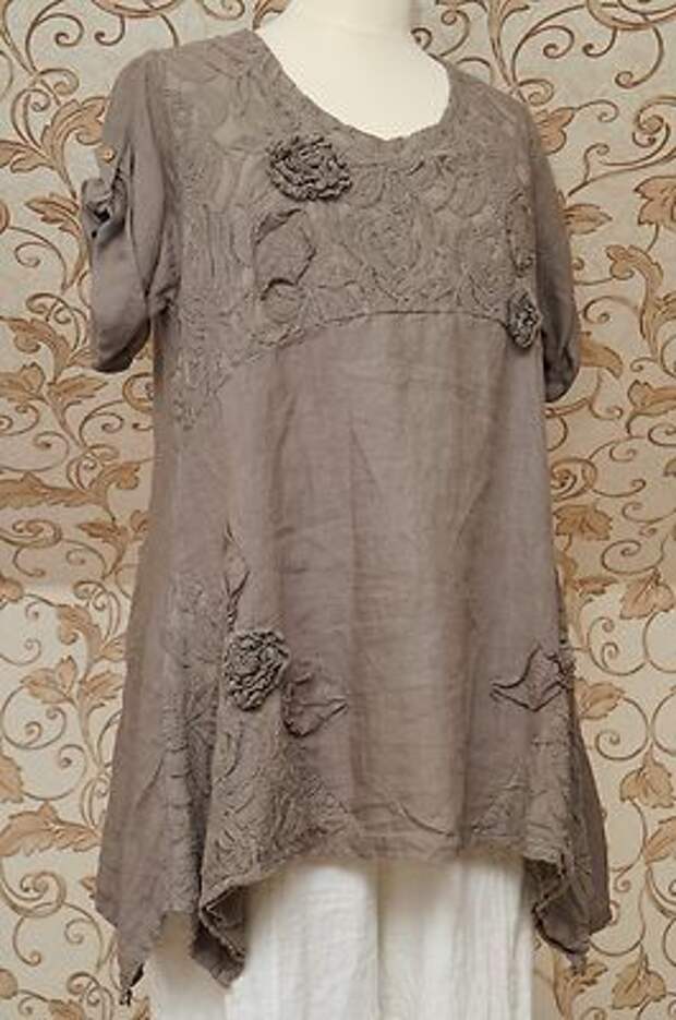 Gorgeous Mocha Brown Linen Tunic Very Quirky Design Italian Lagenlook Top OSFA | eBay: 
