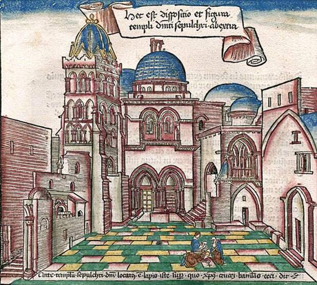 Храм на гравюре по дереву Бернарда фон Брейденбаха, 1484 Храм на гравюре по дереву Бернарда фон Брейденбаха, 1484