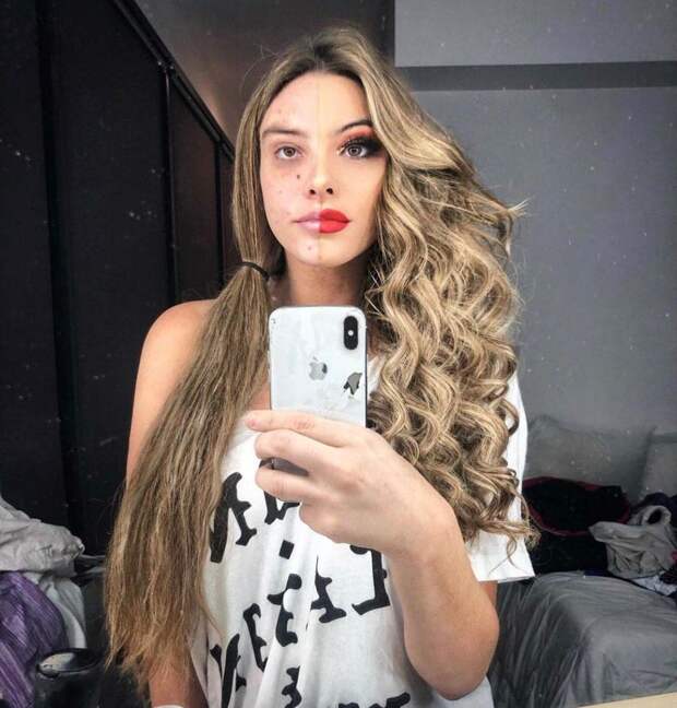 Сравнительные снимки девушек до и после макияжа