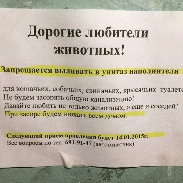 Забавные объявления в наших подъездах (28 фото)