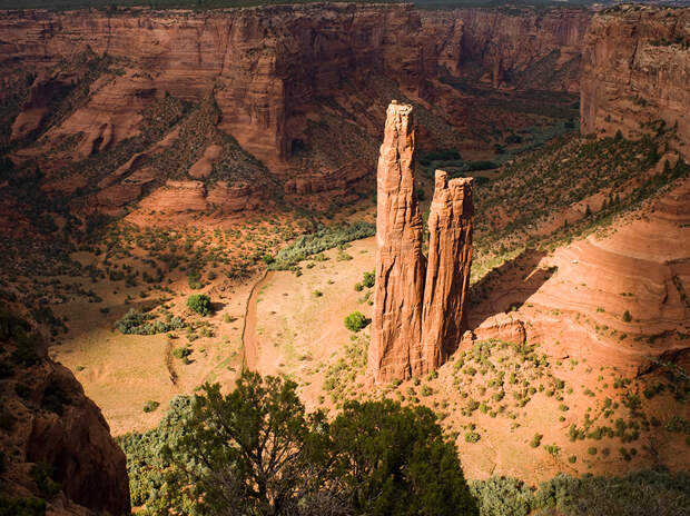 Spider Rock stands out from the surroundings at Canyon de Chelly National Monument in eastern Arizon