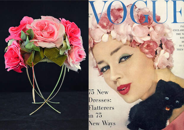 Справа - модель в шляпке от Салли Виктор на обложке Vogue.