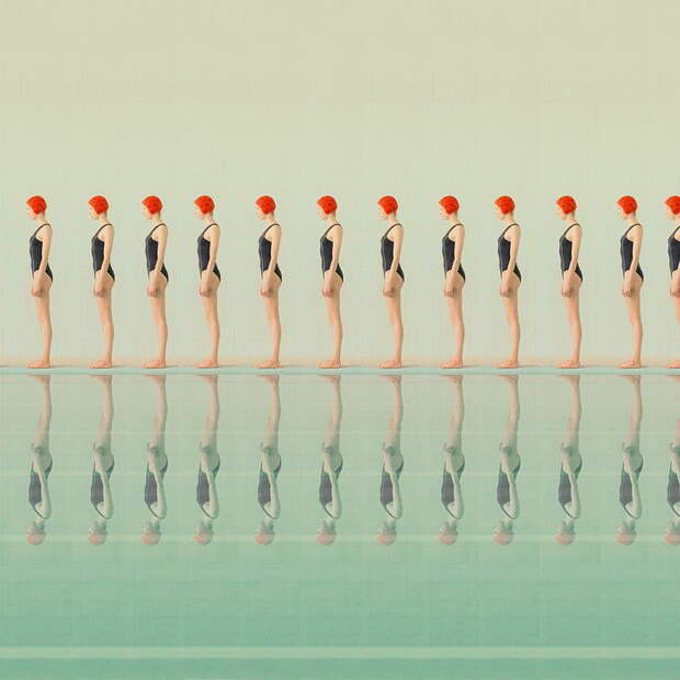Современные синхронистки в советских бассейнах: фото Maria Svarbova