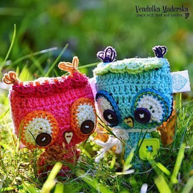 Игрушки вязанные крючком, совушки от Vendulka