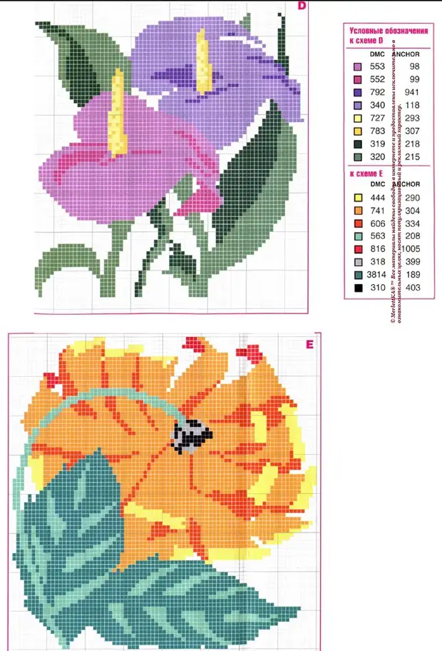 Цветная схема вышивки крестом
