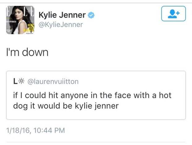 IN CONCLUSION: Kylie Jenner is down, and I want this screenshot framed (I'm in need of some new artwork for over my bed).