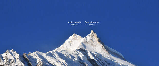 Восточная вершина Манаслу (East Pinnacle / 7992 м) и Главная вершина Манаслу (Main Summit / 8163 м)