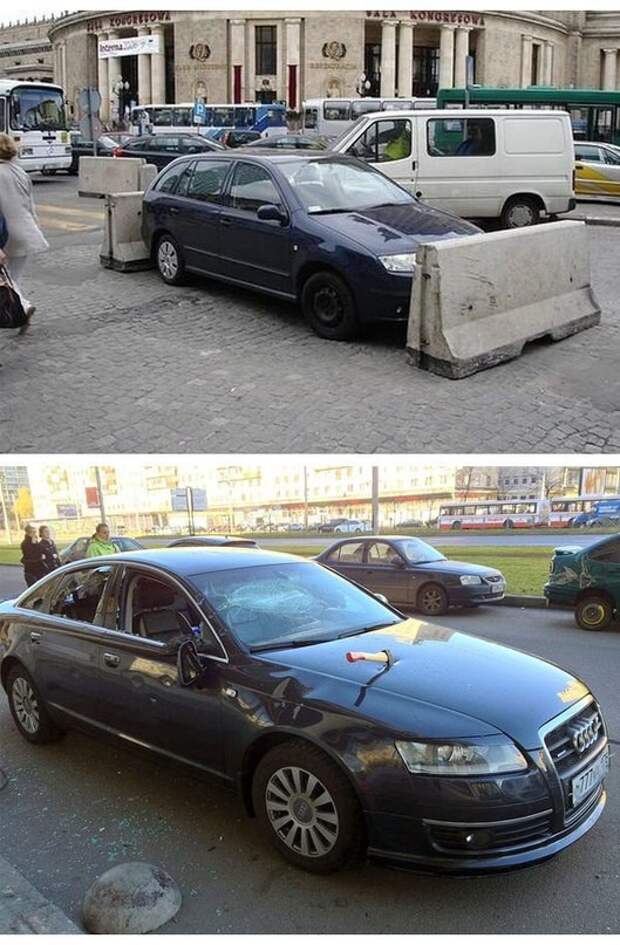 Народный штраф за неправильную парковку авто, прикол, юмор