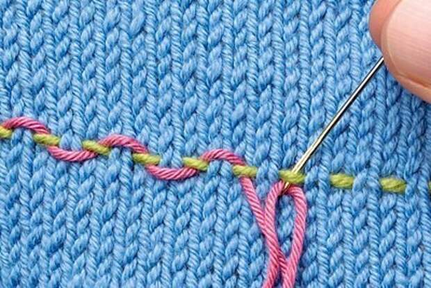 Сохраняем себе: декоративная вышивка по вязаному полотну