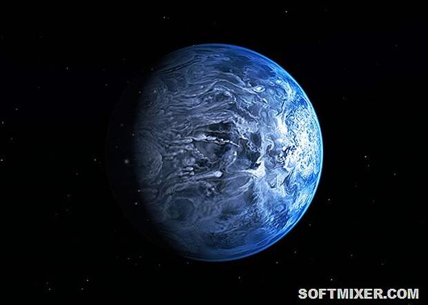 Artist’s impression of the deep blue planet HD 189733b