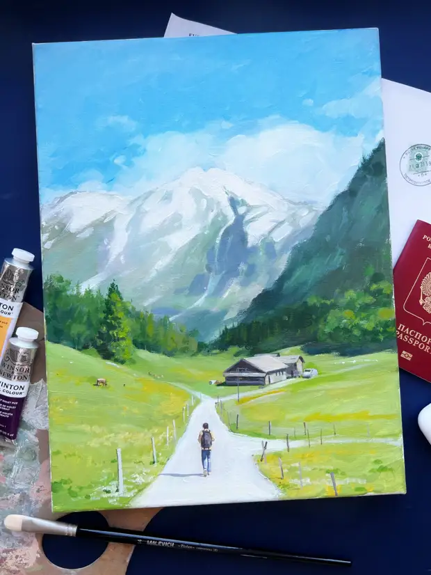 Мастер-класс по живописи акрилом «Дорога в горы»