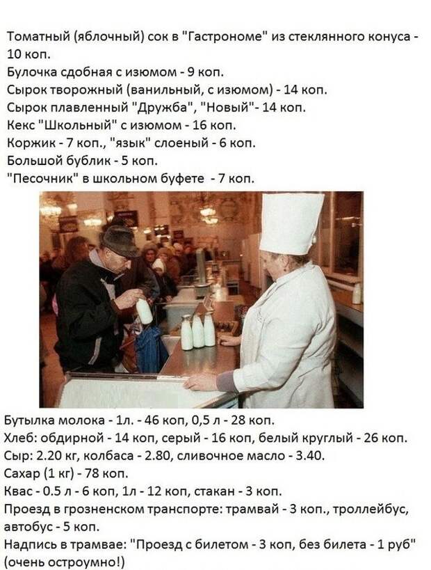 Ностальгия по ценам СССР, без слез не вспомнить...