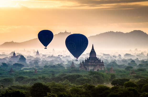 Рассвет над храмом Дамаянджи, Паган мьянма, путешествие