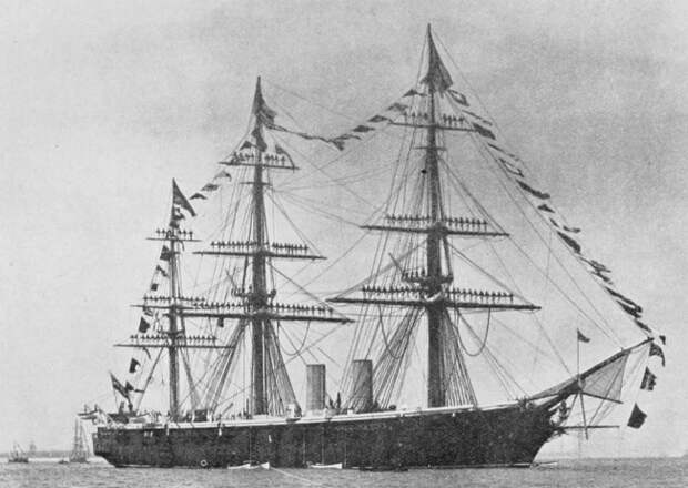 HMS_Black_Prince(1861)_Masts_Manned