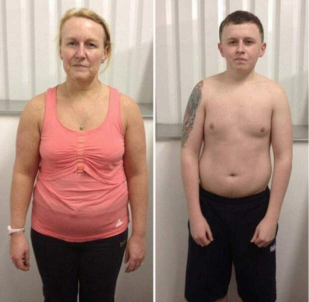 мать и сын решили похудеть 