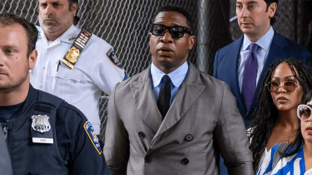 Jonathan Majors and his girlfriend Meagan Good arrive to Manhattan Criminal court