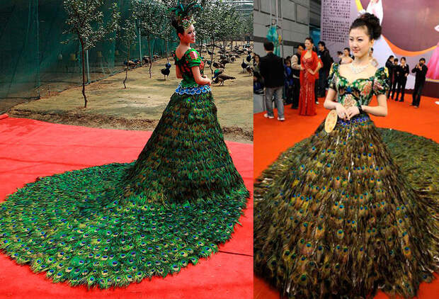 1. Свадебное платье из 2009 перьев павлина за 10 миллионов юаней, или полтора миллиона долларов. мода, платье