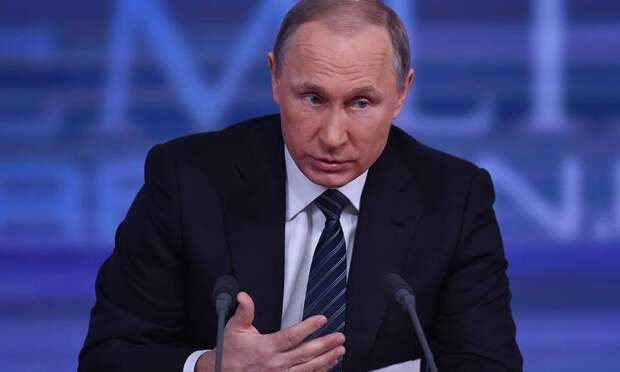 Президент РФ Владимир Путин во время ежегодной пресс-конференции для журналистов. Фото: imago stock&people/ Global Look