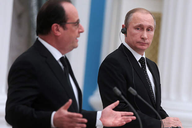 Франсуа Олланд и Владимир Путин на пресс-конференции в Кремле