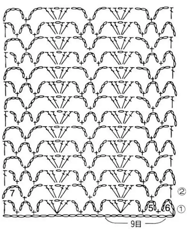 Вертикальные узоры крючком со схемами