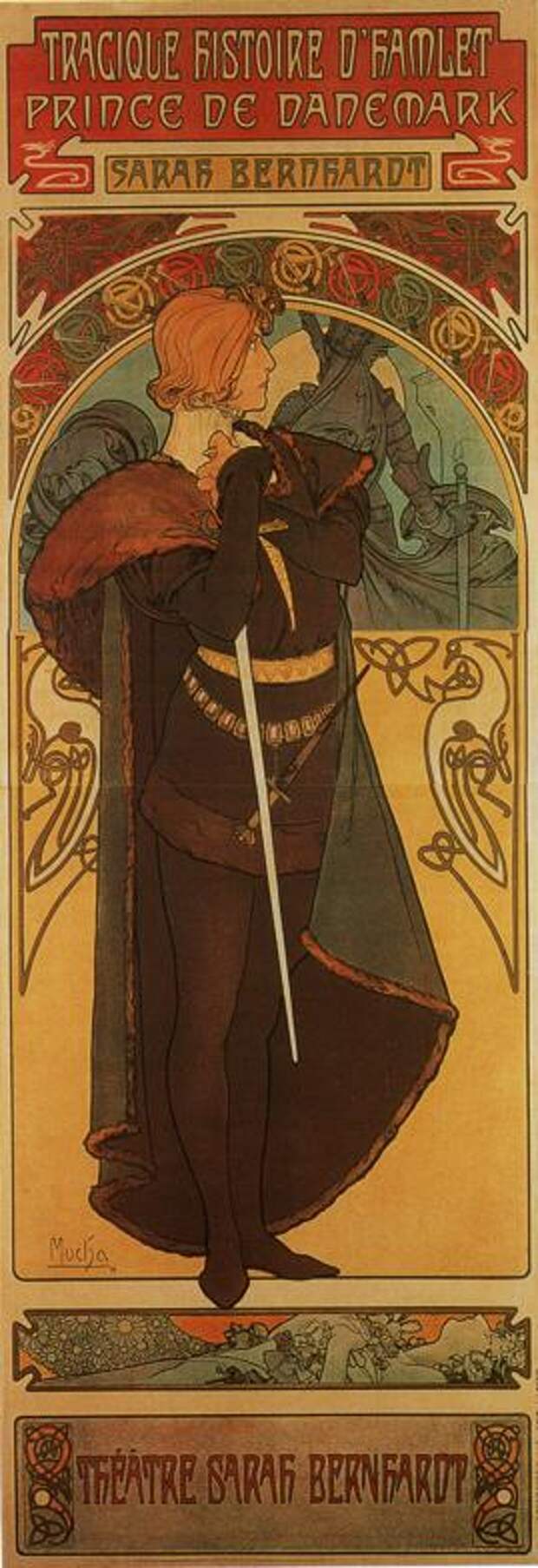 Гамлет. Рекламный плакат для Сары Бернар. 1899