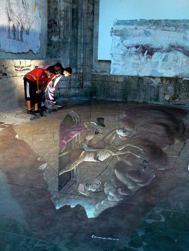 Реалистичные 3D рисунки на асфальте фото