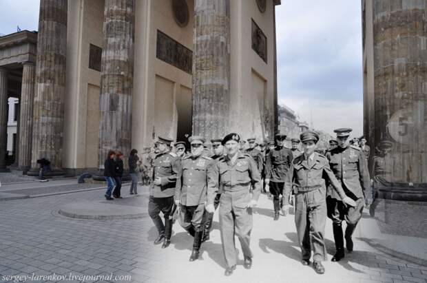 25. Берлин 1945-2010. Жуков, Рокоссовский и Монтгоммери у Бранденбургских ворот. Связь времен, берлин, история, фото