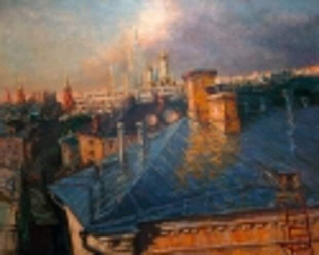 Галерея московских художников. Владимир Брайнин.Синяя крыша 120х150, х.м. 2005г.