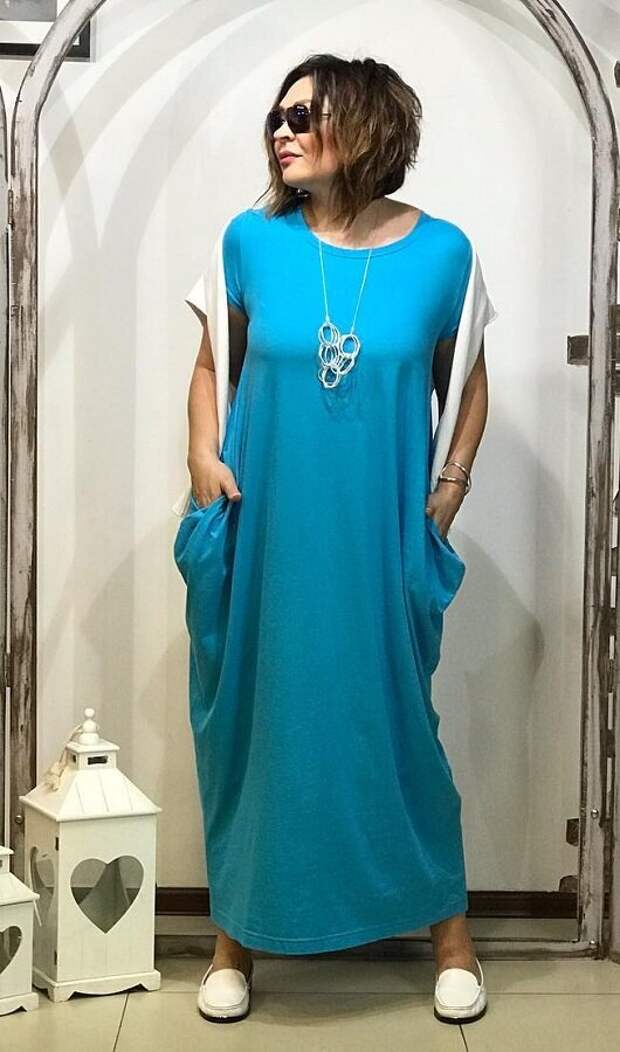 Бирюзовое платье-ромб - радостный вариант для летнего гардероба