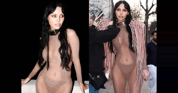 Оксана Самойлова выгуляла "голое" платье на Неделе моды в Париже