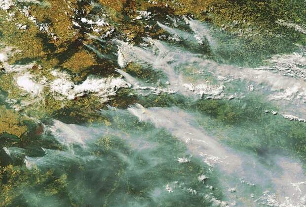 Дым над Москвой и Московской областью. Август 2014 года.  космос, россия, фото