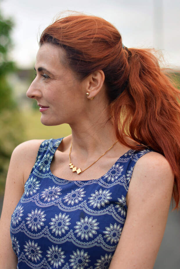 Navy floral vintage-style dress