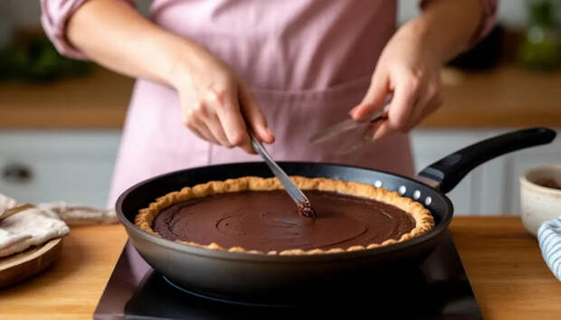 Шоколадный пирог на сковороде: пышный, сочный и без духовки — проще, чем кажется
