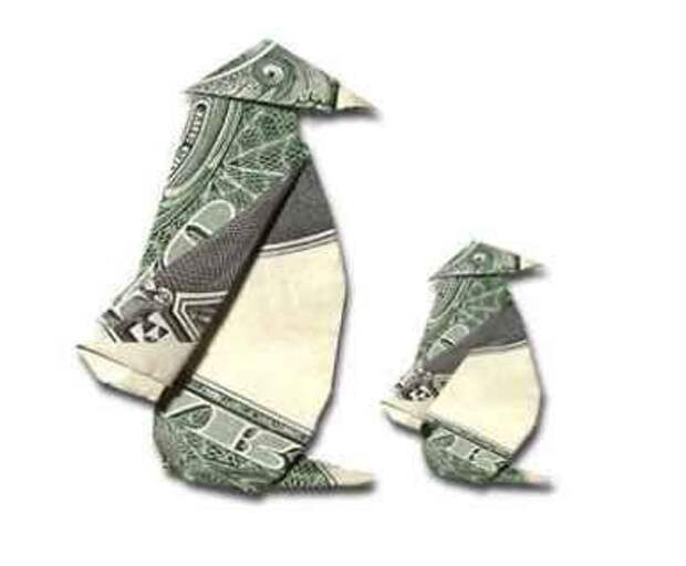 money origami pinguin