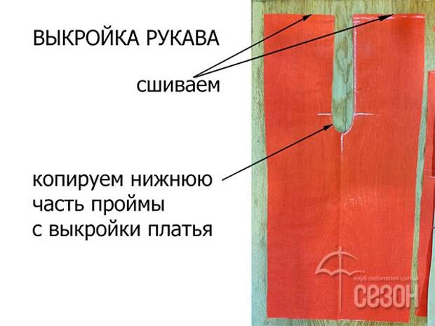 Сшиваем шов рукава, собираем верхнюю часть проймы рукава на сборку и вмётываем рукав в пройму.