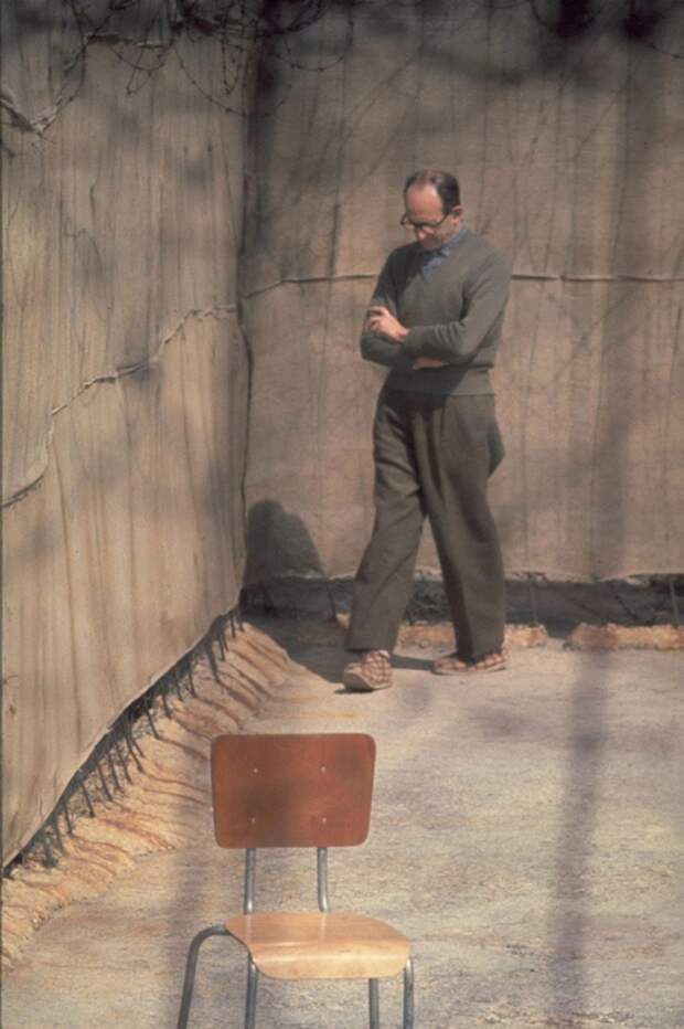 Adolf Eichmann walks around the yard of his cell, Israel, 1961